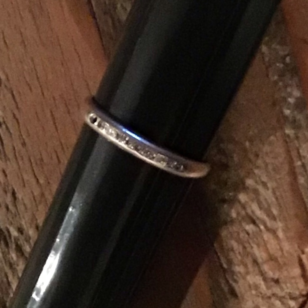 Thin 14k Solid Gold Ring. Tiny,Inset Real Diamonds - image 2